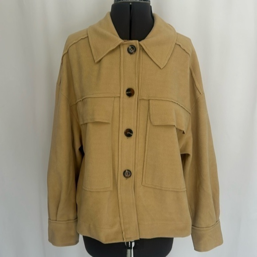 Bagatelle jacket Faux Suede size Large shirt jacket button up tan color
